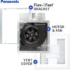 Panasonic FV-0510VSL1 WhisperValue DC Ventilation Fan - Energy-Saving Bathroom Fan with LED Light - 50-80-100 CFM