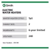 A.O. Smith E6-30H45DV Signature 100 30-Gallon Tall 6-year Warranty 4500-Watt Double Element Electric Water Heater