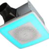 Broan SPK110RGBL 1.5-Sones 110-CFM White Decorative Lighted Bluetooth Compatibility Bathroom fan