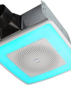 Broan SPK110RGBL 1.5-Sones 110-CFM White Decorative Lighted Bluetooth Compatibility Bathroom fan