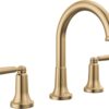 Delta 3535-CZMPU-DST Saylor Champagne Bronze Widespread 2-handle WaterSense High-arc Residential Handle Bathroom Sink Faucet with Drain