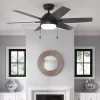 Hunter 52319 Toledo Easy Install 52-Inches Matte Black with Matte Black Blades Indoor Downrod mount Standard Ceiling Fan With Light ( 6 -Blade)