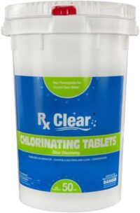 Rx Clear 3" Inch Stabilized Chlorine Tablets | 50 Pounds | Individual Chlorinating Tabs for Sanitizing Swimming Pools & Spas
