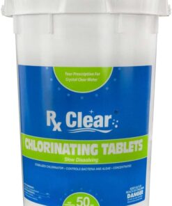 Rx Clear 3" Inch Stabilized Chlorine Tablets | 50 Pounds | Individual Chlorinating Tabs for Sanitizing Swimming Pools & Spas