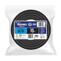Southwire 63950006 15-Feet 6 / 3 / Romex SIMpull Stranded Indoor CU NM-B W/G Individual pack ( By-the-roll )