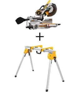 DEWALT 15 Amp Corded 12 in. Double Bevel Sliding Compound Miter Saw, Blade Wrench, Material Clamp and Heavy-Duty Work Stand