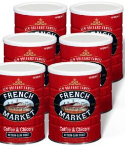 French Market Coffee & Chicory Medium-Dark Roast Ground Coffee, 12oz Can (Pack of 6)