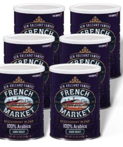French Market Coffee & Chicory Restaurant Blend Dark Roast Ground Coffee, 12oz Can (Pack of 6)