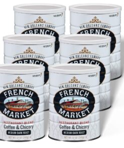 French Market Coffee & Chicory Restaurant Blend Medium-Dark Roast Ground Coffee, 12oz Can (Pack of 6)