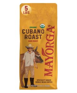 Mayorga Dark Roast Coffee 5lb bag Cubano Roast Coffee 100% Arabica Café Whole Coffee Beans - Smoothest Organic Coffee