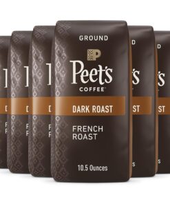 Peet's Coffee, Dark Roast Ground Coffee - French Roast 63 Ounces (6 Bags of 10.5 Ounces)