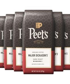 Peet's Coffee, Dark Roast Ground Coffee - Major Dickason's Blend 63 Ounces (6 Bags of 10.5 Ounces)