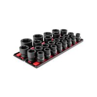 TEKTON SID93113 3/4 in. Drive 6-Point Impact Socket Set with Rails and Trays, 25-Piece (17-50 mm, Common Sizes)