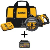 DEWALT DCS577X1W606 FLEXVOLT 60V MAX Cordless Brushless 7-1/4 in. Wormdrive Style Circular Saw and (2) FLEXVOLT 6.0Ah Batteries