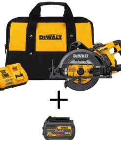 DEWALT DCS577X1W606 FLEXVOLT 60V MAX Cordless Brushless 7-1/4 in. Wormdrive Style Circular Saw and (2) FLEXVOLT 6.0Ah Batteries