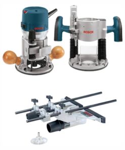 Bosch 12 Amp 2-1/4 HP Plunge and Fixed Base Corded Router Kit with Bonus Guide, Dust Extraction Hood and Adapter