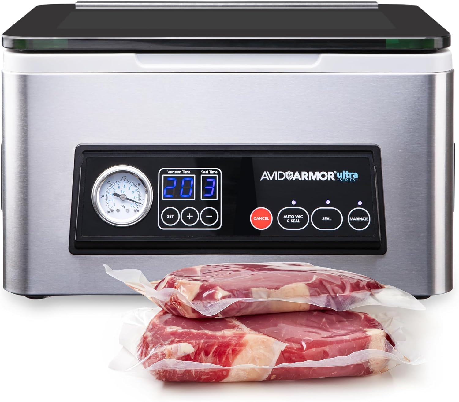 Avid Armor Chamber Vacuum Sealer Machine USV20 Ultra Series for Wet Foods, Meat Vacuum Packing Machine, Compact with 11.5-Inch Vaccum Sealer Bar Avid Armor Chamber Vacuum Sealer Machine USV20 Ultra Series for Wet Foods, Meat Vacuum Packing Machine, Compact with 11.5-Inch Vaccum Sealer Bar