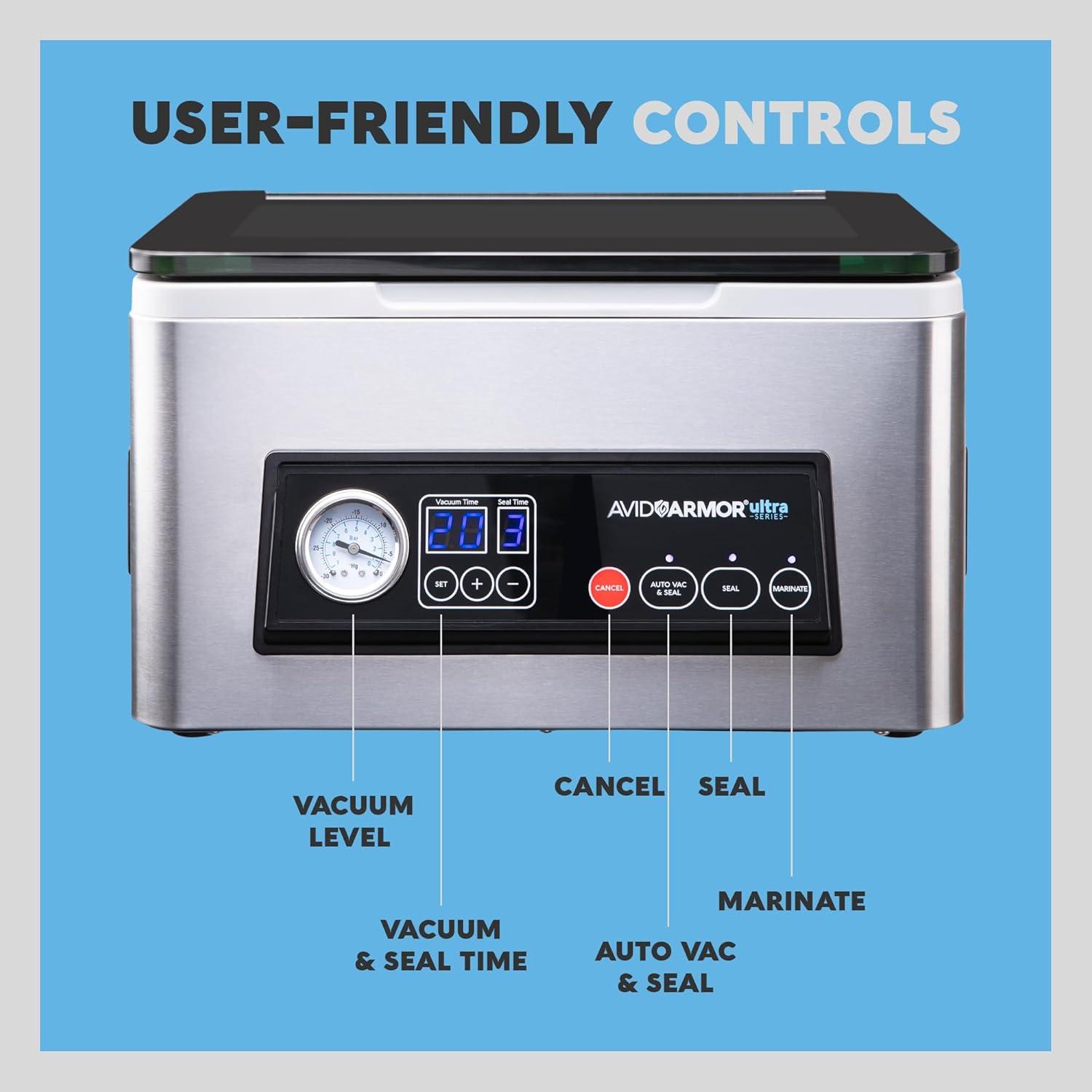 Avid Armor Chamber Vacuum Sealer Machine USV20 Ultra Series for Wet Foods, Meat Vacuum Packing Machine, Compact with 11.5-Inch Vaccum Sealer Bar9 Avid Armor Chamber Vacuum Sealer Machine USV20 Ultra Series for Wet Foods, Meat Vacuum Packing Machine, Compact with 11.5-Inch Vaccum Sealer Bar