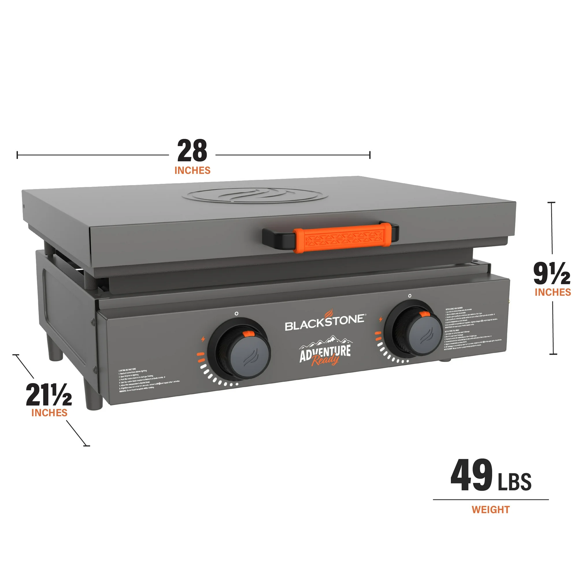 Blackstone Adventure Ready 2-Burner 22 Propane Griddle with Hard Cover in Smokey Mountain3 Blackstone Adventure Ready 2-Burner 22" Propane Griddle with Hard Cover in Smokey Mountain, Grey