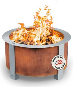 Breeo Smokeless Fire Pit (X Series 24, Corten Steel) | 27.5 inch Smokeless Firepit for Outside | 62 Pounds | Ideal for Families Compatible with Wide Range of Breeo Accessories