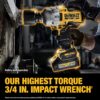 DEWALT 20V MAX XR 3/4 Inch Cordless Impact Wrench with Hog Ring Anvil, Bare Tool Only (DCF964B)