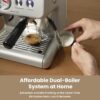Gevi [2024 Upgraded Dual Boiler Espresso Machine EzBru 2000 | 58mm Grouphead | Barista Level Steam Wand | Built-in Grinder With 31 Size Settings | Full Stainless Steel Housing | Sterling Silver