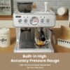 Gevi [2024 Upgraded Dual Boiler Espresso Machine EzBru 2000 | 58mm Grouphead | Barista Level Steam Wand | Built-in Grinder With 31 Size Settings | Full Stainless Steel Housing | Sterling Silver