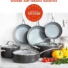 GreenPan 11 Piece Valencia Pro Ceramic Nonstick Cookware Set, PFAS-Free, Induction Ready, Hard Anodized Pots & Pans with Lids, Compatible on All Cooktops, Dishwasher & Oven Safe, Gray
