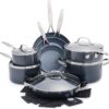 GreenPan 16 Piece Valencia Pro Ceramic Nonstick Cookware Set, PFAS-Free, Induction Ready, Hard Anodized Pots & Pans with Lids, Compatible on All Cooktops, Dishwasher & Oven Safe, Gray