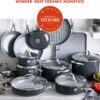 GreenPan 22 Piece Valencia Pro Ceramic Nonstick Cookware Set, PFAS-Free, Induction Ready, Hard Anodized Pots & Pans with Lids, Compatible on All Cooktops, Dishwasher & Oven Safe, Gray