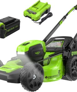 Greenworks 40V 21" Brushless Cordless (Self-Propelled) Lawn Mower (LED Headlight + Aluminum Handles), 5.0Ah Battery and Charger Included (75+ Compatible Tools)