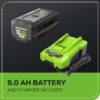 Greenworks 40V 21" Brushless Cordless (Self-Propelled) Lawn Mower (LED Headlight + Aluminum Handles), 5.0Ah Battery and Charger Included (75+ Compatible Tools)