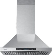 IKTCH 36 inch Wall Mount Range Hood, 390 CFM Low Noise Kitchen Vent Hood, Ducted/Ductless Convertible, Kitchen Chimney Vent Stainless Steel with Gesture Sensing & Touch Control Switch Panel