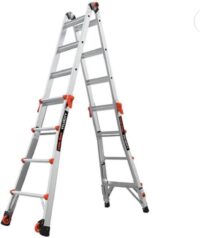 Little Giant Ladders Velocity 17-Ft Folding Multi-Position Ladder, Aluminum, 300 lb Load Capacity, Type 1A Extra Heavy Duty, 18-Ft Reach, with Ratchet Levelers and Wheels (15417-801)