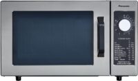 Panasonic NE-1025F Compact Light-Duty Countertop Commercial Microwave Oven with 6-Minute Electronic Dial Control Timer, Bottom Energy Feed, 1000W, 0.8 Cu. Ft. Capacity Silver