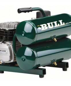 ROLAIR FC2002 Portable Air Compressor: Oil Lubricated, 4.3 gal, Twin Stack, 2 hp, 4.1 cfm @ 90 psi, 120V AC