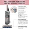 Shark AZ2002 Vertex Powered Lift-Away Upright Vacuum with DuoClean PowerFins, Self-Cleaning Brushroll, Large Dust Cup, Pet Crevice Tool, Dusting Brush & Power Brush, Silver/Rose Gold