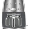 Smeg 50's Retro Style Aesthetic Drip Coffee Machine with 10 Cup Glass Carafe, Auto Start Feature, Keep Warm Plate, and Two Coffee Strength Settings (Brushed Stainless Steel)