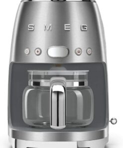 Smeg 50's Retro Style Aesthetic Drip Coffee Machine with 10 Cup Glass Carafe, Auto Start Feature, Keep Warm Plate, and Two Coffee Strength Settings (Brushed Stainless Steel)