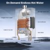 ThermoMate 102,000 BTU 4.7 GPM Natural Gas Tankless Water Heater, High Efficiency Instant On-Demand Hot Water for Whole House Use, Indoor Residential Water Heater with Multi-Point Simultaneous Heating ThermoMate 102,000 BTU 4.7 GPM Natural Gas Tankless Water Heater, High Efficiency Instant On-Demand Hot Water for Whole House Use, Indoor Residential Water Heater with Multi-Point Simultaneous Heating