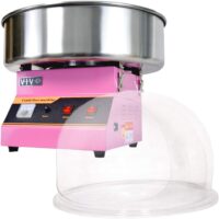 VIVO Pink 1030W Electric Cotton Candy Machine, Commercial Candy Floss Maker with 20 inch Stainless Steel Bowl, Includes Bubble Shield Cover and Sugar Scoop, Easy Home Use, Candy-KIT-1