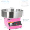 VIVO Pink 1030W Electric Cotton Candy Machine, Commercial Candy Floss Maker with 20 inch Stainless Steel Bowl, Includes Bubble Shield Cover and Sugar Scoop, Easy Home Use, Candy-KIT-1