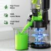 Aeitto Max5 Cold Press Juicer, 250W 2-Speed Juicer Machine with 5.3" Lagrge Feed Chute, 1.7L High Juice Yiled for Fruits and Vegetables, Coal