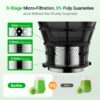 Aeitto Max5 Cold Press Juicer, 250W 2-Speed Juicer Machine with 5.3" Lagrge Feed Chute, 1.7L High Juice Yiled for Fruits and Vegetables, Coal