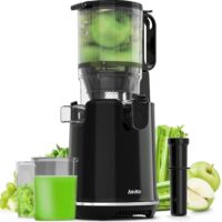 Aeitto Max5 Cold Press Juicer, 250W 2-Speed Juicer Machine with 5.3" Lagrge Feed Chute, 1.7L High Juice Yiled for Fruits and Vegetables, Coal