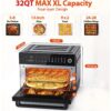 Aeitto PRO 32-Quart Stainless Steel Air Fryer Oven, 19-In-1 Digital Kitchen Appliance, 1800W, Black