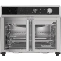 BLACK+DECKER Crisp 'N Bake Air Fryer Toaster Oven Combo, 12 in 1 Countertop Convection Oven Cooks Food Fast, Fits a Whole Pizza or 6 Toast Slices, French Doors with Stainless Steel Finish