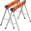BORA Workhorse Saw horses 2 pack Folding Heavy Duty Legs, Metal Saw horse with 2x4 Bracket Built in Bottle Opener Professional Saw Horse for Woodworking Carpenters Contractors PM-3350T