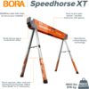 Bora Portamate Speedhorse XT Sawhorse Pair- Two pack, 30-36 inch height adjustable Legs, Metal Top for 2x4, Heavy Duty Pro Bench Saw Horse for Contractors, Carpenters - PM-4550T,Orange