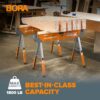 Bora Portamate Speedhorse XT Sawhorse Pair- Two pack, 30-36 inch height adjustable Legs, Metal Top for 2x4, Heavy Duty Pro Bench Saw Horse for Contractors, Carpenters - PM-4550T,Orange
